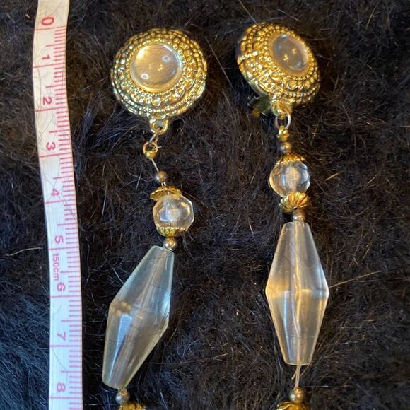 Long and dangling fancy pants clip on earrings - Picture 4 of 5